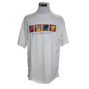 Vintage 1999 US Open T Shirt Size Large White 90s USTA Official Merch NOS New